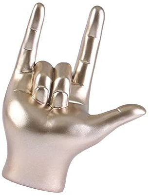 Fenteer Moderne Love You Finger Geste Statue Figur Rock Hand Skulptur Musik Geste Figur Sammlerstück für Schrank Desktop Decor Geschenk Ornament, Champagner