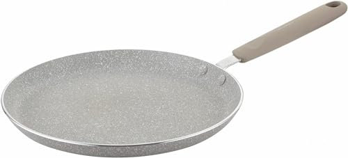 FLORINA - Crepe Pfanne SANDY ORGANIC I 25 cm Durchmesser I Pfanne Induktion für Pancake, Omelette, Tortilla I Antihaftbeschichtet I Geeignet für Induktionsherd, Gasherd und Elektroherd (Grau)