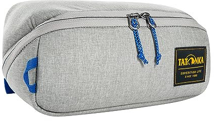 Tatonka Kulturbeutel Square Zip Pouch M (2L) - Aufklappbare Waschtasche mit 2 Reißverschluss-Netztaschen PFC/PFAS-frei - 10 x 25 x 9 cm (Grey)