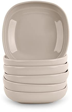 Juego de 6 Piezas de Vajilla Stilo con Acabado Brillante en Plástico Duro Reutilizable e Irrompible para Fiestas y Eventos. Beige (Plato 13 cm)