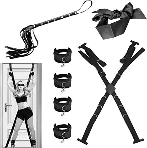BDSMJOY Bondageset Fessel Set,BDSM Set mit Handschellen sex bett,Augenbinde Sex Bett,Peitsche Sex hart,Bondageset extrem Sex,Bondage Set für Tür,Fesseln für Frau,SM Sexspielzeug extreme Paare
