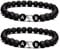 Partnerarmband | Armband mit Buchstaben Personalisiert | Personalisierbare Perlen Armbänder für Pärchen | Onyx Perlenarmband für Paare I Freundschaftsarmband | Armband mit Herz (2 Armbänder.)