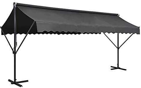 Camerina Freistehende Markise 500x300 cm Sonnenschutz FüR Terrassen Markisen FüR Terrasse Standmarkise Anthrazit