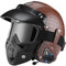 Motorradhelm Bluetooth Jethelme mit MaskeBrille 3/4 Open Face Motorrad Helm Herren Damen ECE Zertifizierung Retro Vespa Halbhelm Scooter Roller Motorrad-Helm,F-M(57~58cm)