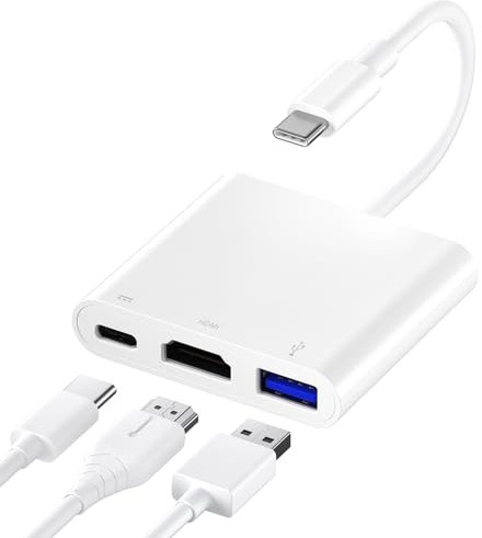 USB C to HDMI Adapter,4K Output Type C Video Audio Multiport Converter with PD100W Fast Charging & USB 3.0 Port,for iPhone 15,iPad,MacBook Pro 2018/2017/2016,Galaxy S8 to S23,Dell,Huawei,HP More