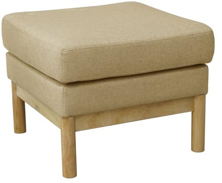 SVITA Holly Pouf Hocker Sitzbank Flur Schlafzimmer Wohnzimmer Fußstütze Schminktisch Stuhl modern gepolstert mit Stoffbezug Holzbeine Beige/Natur