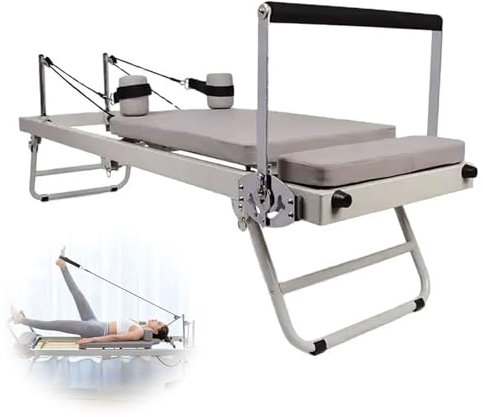 BDJSN Faltbarer Pilates-Reformer, Haushalts-Yoga-Fitnessgerät, verstellbares multifunktionales zusammenklappbares Yoga-Bett, Tragfähigkeit 200 kg, Stretching-Trainingsgerät zur Körperformung