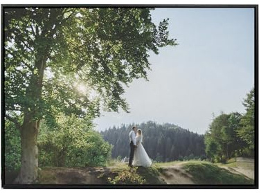 Personalisierbare Aluplatte im Edlen Holzrahmen - Ihr Foto auf Premium Material, Verschiedene Größen verfügbar (Alu-Dibond gebürstet, 70 x 50 cm)