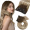 Moresoo Clip in Extensions Echthaar, Salon Qualität Weiches Glattes Haar 30 cm 5 Stück 80g Extensions Clip in #3/8/22 Braun bis Kastanienbraun mit Mittelblond, Leicht zu Tragen Solide und Langlebig