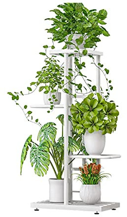 Flower Stand 4 Tier 5 Topfpflanze Stehen Blume Töpfe Rack Display Regal Hause Dekoration Blumenerde Leiter-Speicher-Regal Rack(Farbe : W) (W )