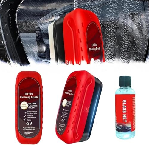 2Pcs Automotive Oil Film Cleaning Brush, Car Glass Oil Film Cleaner, Car Glass Cleaning Board, Car Windscreen Cleaner Glass Oil Film Remover for Car Window Glass Cleaner Gift (b)
