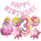 Cartoon Luftballons 3 Jahre, 7 Stück Cartoon Deko Geburtstag Mädchen, Luftballons 3. Geburtstag Mädchen Cartoon Rosa, Cartoon Thema Party Deko für Kindergeburtstag Mädchen (3 Jahre)