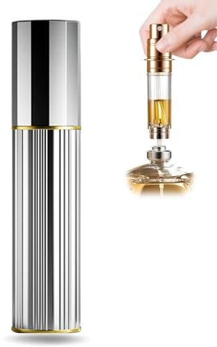 VVGAOGES 10 ML Atomizador Perfume Recargable,Mini Spray de Perfume,Portátil Botella de Perfume,Botella Vacío Pulverizador para Viajes (Plata)