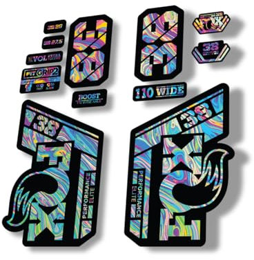 Gabel Ersatz Aufkleber kompatibel für Fox 38 2021 Performance Elite Series Oil Slick 1 (matt)