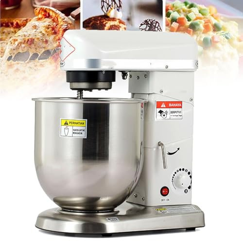 LYFDPN Batteur sur Socle électrique 10 L, mélangeur Alimentaire Commercial avec mélangeur de Cuisine à impulsions, Crochet pétrisseur, Fouet, Batteur, pour la Cuisson de la Pizzeria (White)