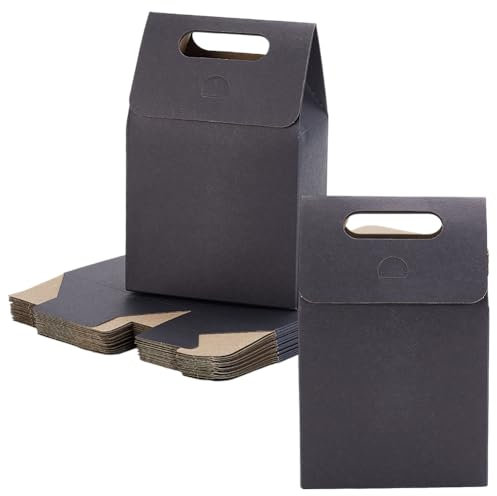GOMAKERER 20 Stück Geschenktüten Aus Papier Krafttaschen Tragetaschen Mit Griffloch Einkaufstaschen Wiederverwendbare Taschen Für Geburtstage Valentinstag Jahrestage Schiefer Grau,15.6x9.8x5.9cm