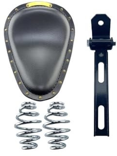 Motorradsitze Sitzbänke Für Yamaha Für Kawasaki Motorrad Schwarz Niet PU Leder Solo Sitz + 3 Feder Halterung Für Für Custom Für Chopper Sportster Bobber Motorrad Sitzkissen(Seat Chrome Spring)