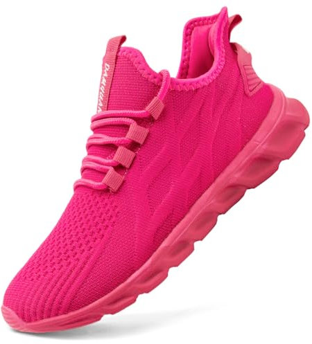 VGPSFN Damen Slip-On Outdoor Sneakers Leichte & Atmungsaktive Sportschuhe Alltagstaugliche Freizeitschuhe Bequeme Schuhe Mit Flacher Sohle Für Straßenlauf Wandern Training Rosa EU 40