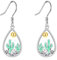 Kaktus Hänge Ohrringe 925 Sterling Silber Grüne Kaktus Tropfen Ohrringe hängender Western Kaktus Schmuck Geschenke für Damen Frauen Liebhaberinnen