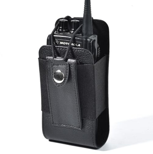 Universal Radio Holster, Tactical Leather Pouch with Back Clip Fit Belt or Bag for BaoFeng Quansheng Retevis Yaesu Midland Icom Kenwood Motorola Walkie Talkie HT