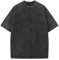 Men's Oversized T-Shirts Cotton Unisex Short Sleeves Casual Loose Wash Solid Basic Tee Tops（TBlack-XL）