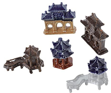 BESPORTBLE 5stücke Gartenkeramik Pavillon-Form Ornament Für Gartenhof Balkon Dekoration Kompakt Und Fein Verarbeitet Geeignet Für Tischgartenlayout