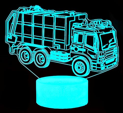 Jinson well 3D Feuerwehr Auto Lampe optische Illusion Nachtlicht, 7 Farbwechsel Touch Switch Tisch Schreibtisch Dekoration Lampen mit Acryl USB Kabel Spielzeug