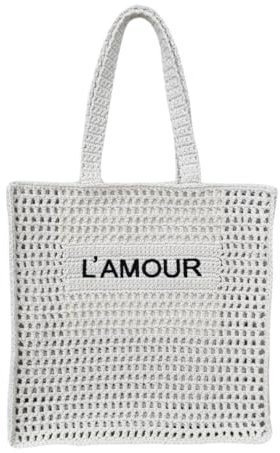 Strandtasche L'Amour Beachbag Reisetasche Große Strandtasche XXL mit Innentasche und Reißverschluss, Badetasche, Shopper, Shopping Bag, Tote Bag mit Reißverschluss, Damen Schultertasche, Boho Look