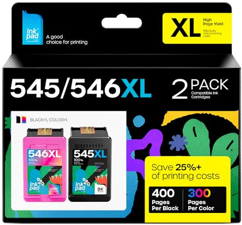 iNKPAD PG-545XL CL-546XL PG545 CL546 XL Druckerpatronen für Canon 545 546 XL PG 545XL CL 546XL Patronen für Pixma MX490 MX495 TR4550 TR4551 MG2550s MG2555s TS3150 TS3151 (1 Schwarz 1 Farbe)