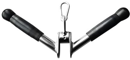 powerfeng V bar Tricep Press Down Bar, Pulley Cable Machine Attachment Rotating Bar for Home Gym Strength Training Handle with Rubber Handgrips, LAT Pull Down Machine LAT Pulldown Attachments