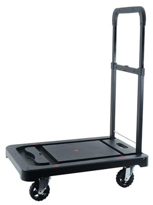 KYRRXLDM Schiebewagen, zusammenklappbar, Push-Pull-Pritschenwagen, Trolley, tragbarer Einkaufswagen, Transportanhänger, Handwagen, Plattformwagen (schwarz)