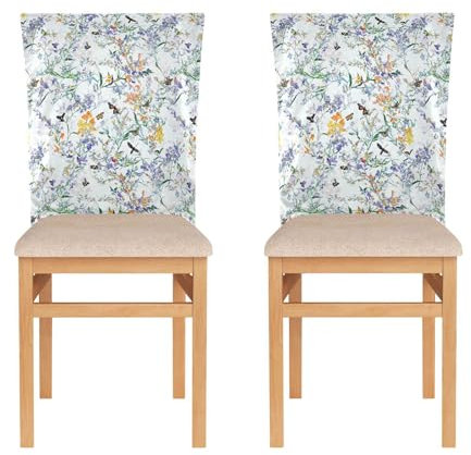 KLL Set di 2 coprischienali per sedie da pranzo, lavabili, lavabili a mano, decorazione chic, colore: bianco timo