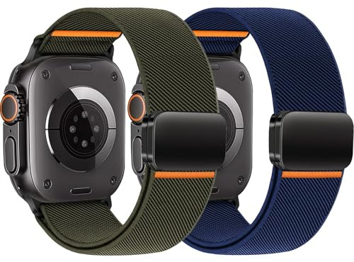 Magnetica Deportivo Correa para Correa Apple Watch Ultra/2 49mm 46mm 45mm 44mm 42mm 41mm 40mm 38mm Mujer Hombre,Elasticos Nylon Respirable Bracelet iwatch para Apple Watch Series 10 9 8 7 6 5 4 3 2 SE