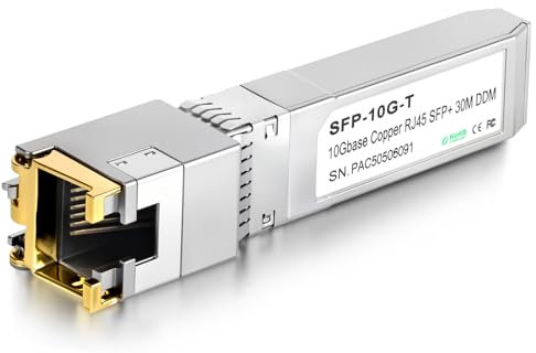 OFFCUP Module de SFP vers RJ45 en Cuivre, 10G SFP Base-T Jusqu'à 30 Mètres, Mini-GBIC Transceiver Compatible avec Cisco SFP-10G-TS Ubiquiti UF-RJ45-10G Netgear Mikrotik D-Link Supermicro