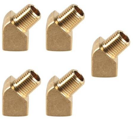 5 Stück 45 Grad Messing Straßenbogen 1/8 NPT männlich & 1/8 NPT weiblich Messing Rohrverschraubung