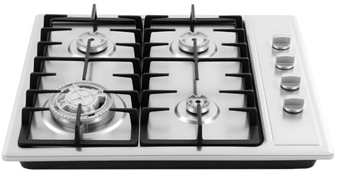 Gasofen,Edelstahl Gasofen,Vier Leistungsstarke Brenner mit Automatischer ZüNdfunktion 59×51cm Eingebaut Erdgas Einbauherd mit Brenner Familien, Hotels, Restaurants und Motels