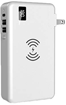 Power Bank,PowerBank Qi Wireless 10000MAH,Huge Capacity Charger External Battery Packs with 4 Output and LED Digital Display,Compatible with, and more Devices