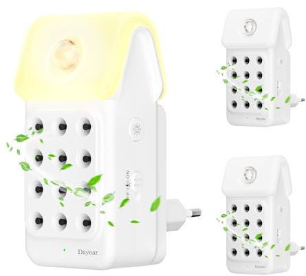 Purificador de Aire /3Pcs, Dayear Plug in Purificador de Aire de Iones Negativos con sensor de movimiento, Mini Air Purifier para Dormitorio/Casa/Sala de Estar/Sala de Mascotas