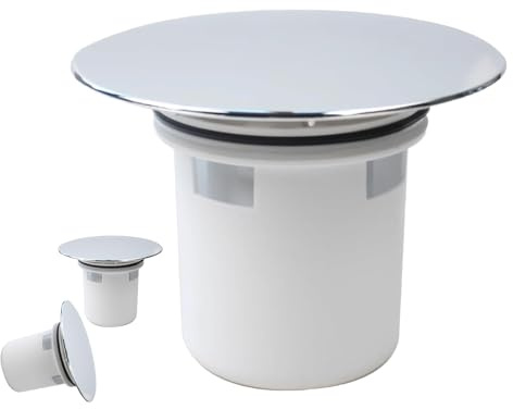 GIONAR Shower Drain Cover Replacement, Shower Plughole Cover with Hair Trap Basket, Easy Fit Shower Tray Drain Cover & Waste Trap for Sealed Protection(Silver)