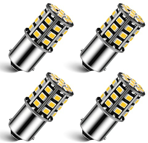Defvnsy 4 Stück 1156 Glühbirnen - 12V-24V AC/DC, 4 Watt Gelb Brine | für Outdoor Landschaft Innenhofbeleuchtung