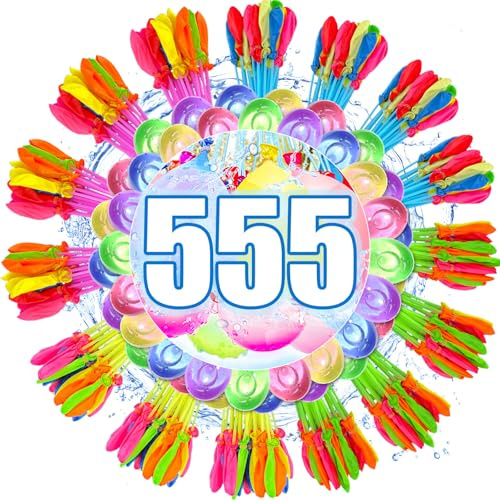 555 Piezas Globos de Agua, Llenado Rápido 10 Segundos Autosellantes – Globos Agua para Batalla de Agua al Aire Libre, Juguetes de Agua Jardín Playa Piscina