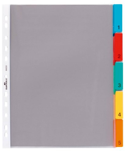 Durable Hüllenregister A4 5-teilig, 1 Stück, transparent mit bunten Taben, 663019