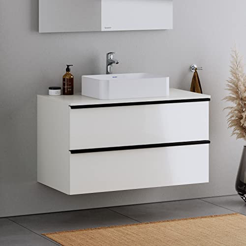 DURAVIT Badmöbel Unterschrank 100cm DuraPoint hängend für Aufsatzwaschbecken in Weiß glänzend Waschtischunterschrank mit 2 Schubladen, vormontiert