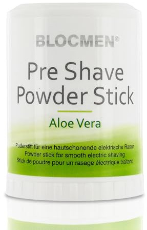BLOCMEN Aloe Vera Rasurpuderstift 60g für schonende Trockenrasur ohne Hautirritationen - Pre-Shave Powder Stick mit Aloe & Menthol für Männer