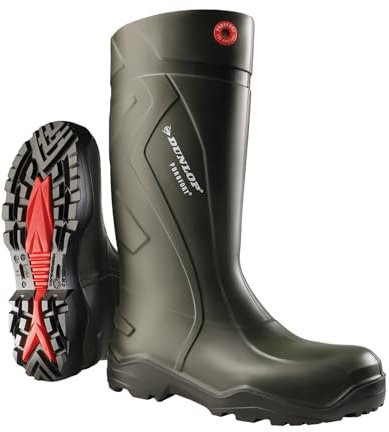 DUNLOP Protective Footwear, D760933, Purofort+ Full Safety, Verde Scuro/Rosso, Taglia 40 EU