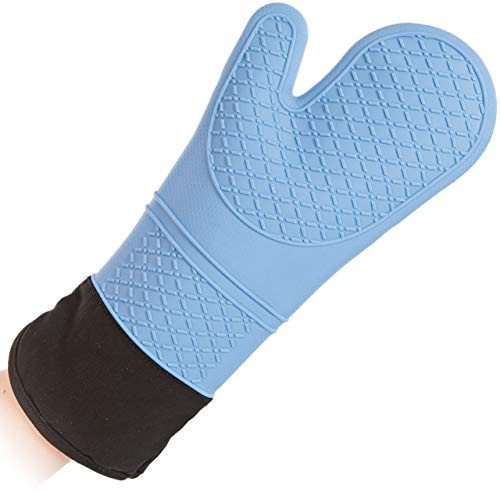FRANZ MENSCH 2 Stück Hygostar Silikonhandschuhe Htec | Silikon, hellblau, L: 30cm, Einheitsgröße, Karton, Ofenhandschuhe,Küchehandschuhe,Silikonhandschuhe
