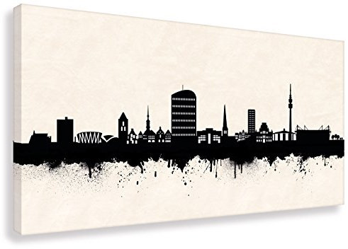 Kunst Druck auf Leinwand - Skyline Dortmund SW (div. Größen) Bild fertig auf Keilrahmen ! Graffiti Like Banksy Art Gemälde Kunstdrucke, Wandbilder (50x100cm)