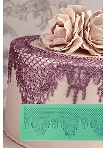 Cake Company Pavoni Magic Decor Silikonmatte für essbare Spitzen-Deko, 135 x 368 mm, Silikon-Matte zum Backen in Barock-Optik