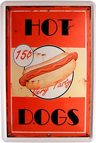 WOGEKA ART Retro Blechschild - Hot Dogs - witziger Spruch als Geschenk-Idee zum Geburtstag Weihnachten zur Dekoration 20x30 cm Vintage-Design aus Metall 1125