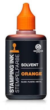 50 ml Solvent Stempelfarbe orange, wasserfest auf Lösemittelbasis für nichtsaugende und nichtporöse Untergründe, lasierend